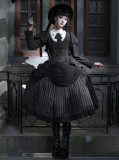 Lingxi -Striped Chronicles- Preppy Gothic Lolita Topwear, Skirt, Necktie and Hairclips
