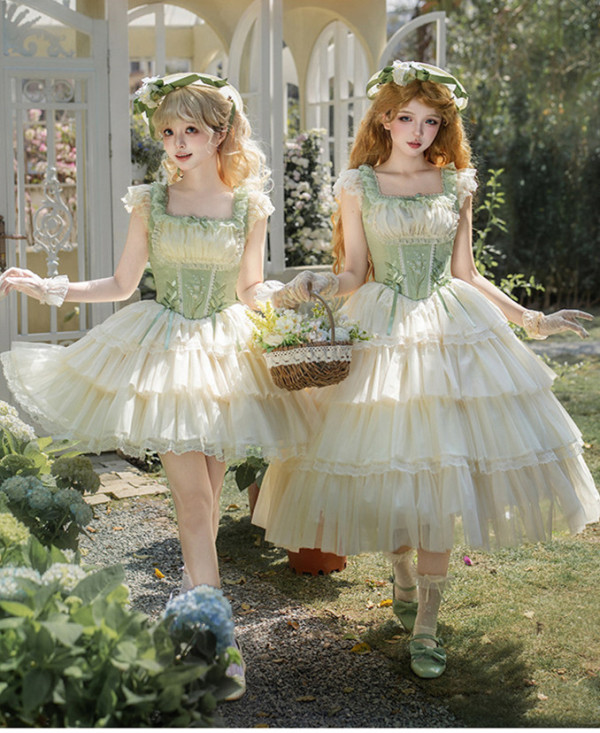 Withpuji -Lily of the Valley Whisper- Embroidery Corset Classic Casual Lolita JSK, Bolero and Hat