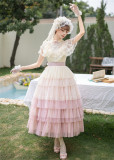 Withpuji -Sincere Vow- Embroidery Classic Casual Lolita Dress, Headband, Rosette Veil and Waistband Set