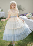 Withpuji -Sincere Vow- Embroidery Classic Casual Lolita Dress, Headband, Rosette Veil and Waistband Set