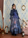 Midnight Garden - Classic Casual Lolita OP Dress with Waistband and Collar Ribbon
