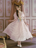 LaceMade -Embroidered Princess- Retro Vintage French Painting Lace Homecoming Evening Prom Birthday Party Classic Casual Simple Lolita Dress