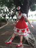 Miss Weird Strawberry - Retro Vintage Doll Sweet Lolita OP Dress and Accessories