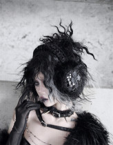Blood Supply -Shadow of Serpent Gaze- Cross Gothic Lolita Fur Earmuff