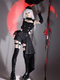 Unknown Star -Dance Party Thief- Gothic Ouji Boystyle Lolita Jumpsuit with Leg Belts, Shorts and Arm Sleeves Set