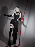Unknown Star -Dance Party Thief- Gothic Ouji Boystyle Lolita Jumpsuit with Leg Belts, Shorts and Arm Sleeves Set