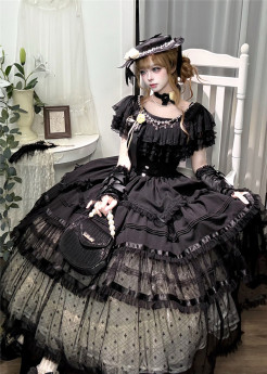 Untitled Poem of Dusk - Elegant Classic Lolita OP Dress and Accessories