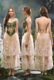 LaceMade -Eucalyptus Fairy- European Retro Vintage French Romantic Fairy Elf Casual Lolita Dress, Corset Topwear and Skirt