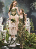 LaceMade -Eucalyptus Fairy- European Retro Vintage French Romantic Fairy Elf Casual Lolita Dress, Corset Topwear and Skirt