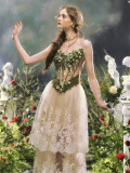 LaceMade -Eucalyptus Fairy- European Retro Vintage French Romantic Fairy Elf Casual Lolita Dress, Corset Topwear and Skirt