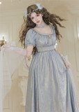 Moonlight Amber - High Waist Pearl Fench Palace Empire Birthday Homecoming Evening Prom Party Retro Vintage Classic Casual Lolita OP Dress