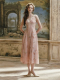 LaceMade -Letters from the Rose- Retro Vintage French Countryside Chiffon V Neck Casual Lolita Dress
