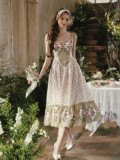 LaceMade -Wild Rose- European Retro Vintage French Countryside Cotton Corset Classic Casual Lolita Dress