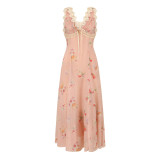 LaceMade -Letters from the Rose- Retro Vintage French Countryside Chiffon V Neck Casual Lolita Dress