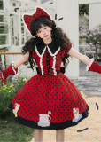 Teacup Meow - Polka Dot Retro Sweet Lolita OP Dress, Apron, Hat and Gloves