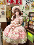 Ball Persica -Spring Cherry Blossom Strawberry Cake- Retro Doll Classic Sweet Lolita OP Dress, JSK, Blouse and Accessories