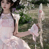 Peachy Bloom - Classic Qi Lolita Tulle Cape and Accessories