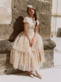 LaceMade -White Psalm- Palace Princess Retro Vintage Prom Birthday Party Casual Lolita Dress