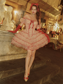 LaceMade -Red Velvet Waltz- Elegant Sweet French Homecoming Prom Evening Birthday Party Casual Lolita Dress
