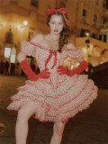 LaceMade -Red Velvet Waltz- Elegant Sweet French Homecoming Prom Evening Birthday Party Casual Lolita Dress