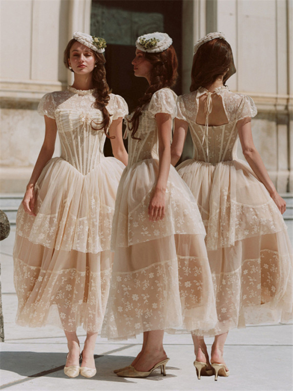 LaceMade -White Psalm- Palace Princess Retro Vintage Prom Birthday Party Casual Lolita Dress