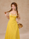 LaceMade -Little Orange- Sweet Cute Girly French Countryside Lace Casual Lolita Dress and Bolero