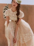 LaceMade -White Psalm- Palace Princess Retro Vintage Prom Birthday Party Casual Lolita Dress