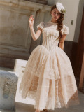 LaceMade -White Psalm- Palace Princess Retro Vintage Prom Birthday Party Casual Lolita Dress