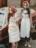 LaceMade -Sailor's Love Letter- European Retro Vintage French Sailor Casual Lolita Dress Set