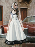 LaceMade -Sailor's Love Letter- European Retro Vintage French Sailor Casual Lolita Dress Set