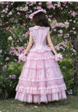 Pink Rose - Ballet Princess Classic Lolita Topwear, Skirt, Overskirt and Hat Set