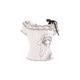 Cute Kawaii Harajuku White Polka Dot Print Topwear and Black Polka Dot Tiered Skirt