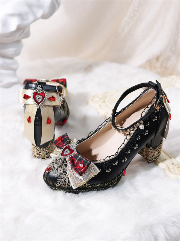 Mirror - PU Genuine Leather Chunky Heel Lace Gothic Sweet Lolita Shoes