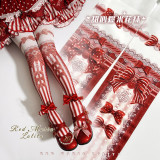 Red Maria -Sweet Popcorn- Bowknot Print Sweet Lolita Tights