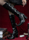 Just About Vintage - Genuine Leather Pointed Toe Chunky High Heel Calf Length Gothic Witch Lolita Boots Shoes