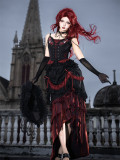 Bone Rot Bloom - Retro Gothic Lolita Topwear, Long Skirt, Overskirt and Necklace Set