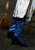 Just About Vintage - Genuine Leather Chunky Heel Calf Length European Retro Vintage Palace Victorian Lolita Boots Shoes