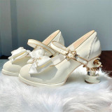 Crown of Stars and Moon - Detachable Bow Magic Wand Unique Shaped Heel Vintage Sweet Classic Lolita Shoes