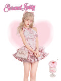 Summer Pink Doll Cute Kawaii Halter Dress and Bloomer Set