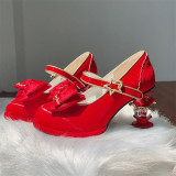 Crown of Stars and Moon - Detachable Bow Magic Wand Unique Shaped Heel Vintage Sweet Classic Lolita Shoes
