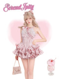 Summer Pink Doll Cute Kawaii Halter Dress and Bloomer Set