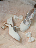 Crown of Stars and Moon - Detachable Bow Magic Wand Unique Shaped Heel Vintage Sweet Classic Lolita Shoes