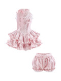 Summer Pink Doll Cute Kawaii Halter Dress and Bloomer Set