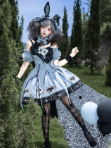 Unknown Star -The Clock Rabbit's Card Game- Sweet Gothic Lolita Dress Set
