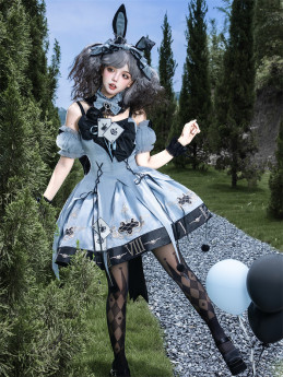 Unknown Star -The Clock Rabbit's Card Game- Sweet Gothic Lolita Dress Set