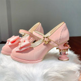 Crown of Stars and Moon - Detachable Bow Magic Wand Unique Shaped Heel Vintage Sweet Classic Lolita Shoes