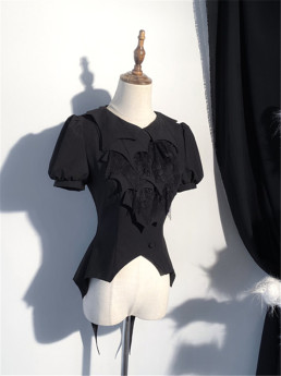 Misty Spirit - Short Sleeves Gothic Lolita Blouse and Neckerchief