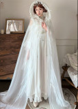 Lyandra Antique -The Poem of Stars and The Moon- Palace Empire Princess Vintage Classic Lolita OP Dress Full Set and Long Tulle Cape