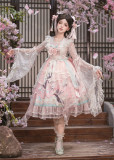 Peach Blossoms and Spring Kites - Sweet Chinese Qi Lolita JSK, Blouse and Accessories