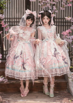 Peach Blossoms and Spring Kites - Sweet Chinese Qi Lolita JSK, Blouse and Accessories